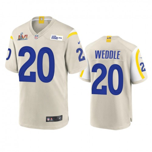 Los Angeles Los Angeles Rams #20 Eric Weddle Men's Super Bowl LVI Patch Game Jersey - Bone Men's