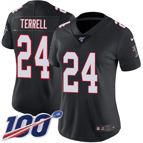 Atlanta Falcons #24 A.J. Terrell Black Alternate Women's Stitched 100th Season Vapor Untouchable Limited Jersey Womens
