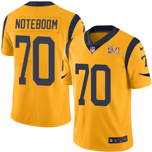 Los Angeles Rams #70 Joseph Noteboom Gold Super Bowl LVI Patch Men's Stitched Limited Rush Jersey Men's