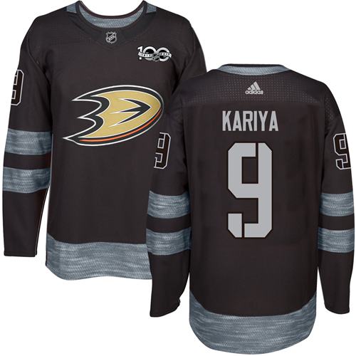 Adidas Anaheim Ducks #9 Paul Kariya Black 1917-2017 100th Anniversary Stitched Jersey Men's