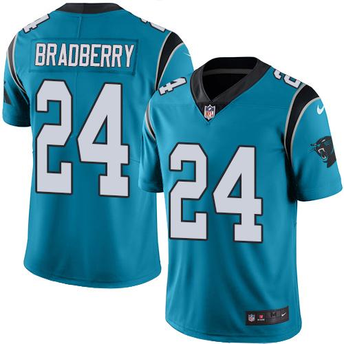 Carolina Panthers #24 James Bradberry Blue Men's Stitched Limited Rush Jersey Men's