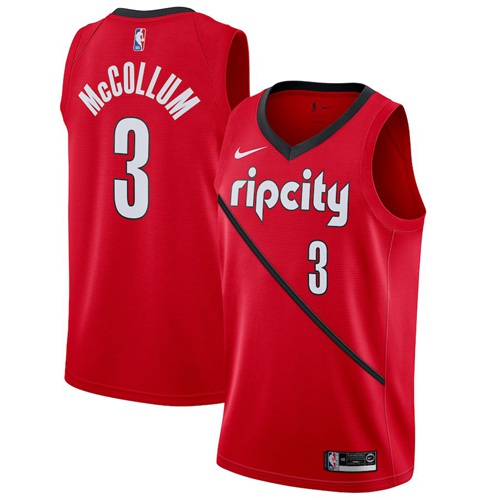 Portland Trail Blazers #3 C.J. McCollum Red Swingman Earned Edition Jersey Mens
