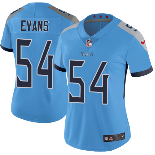 Tennessee Titans #54 Rashaan Evans Light Blue Alternate Women's Stitched Vapor Untouchable Limited Jersey Womens