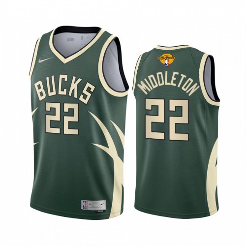 Milwaukee Milwaukee Bucks #22 Khris Middleton Mens 2021 Finals Bound Swingman Earned Edition Jersey Green Mens