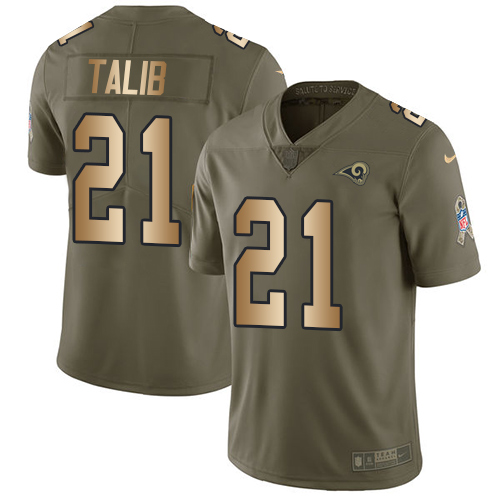 Los Angeles Rams #21 Aqib Talib Olive/Gold Men's Stitched Limited 2017 Salute To Service Jersey Men's