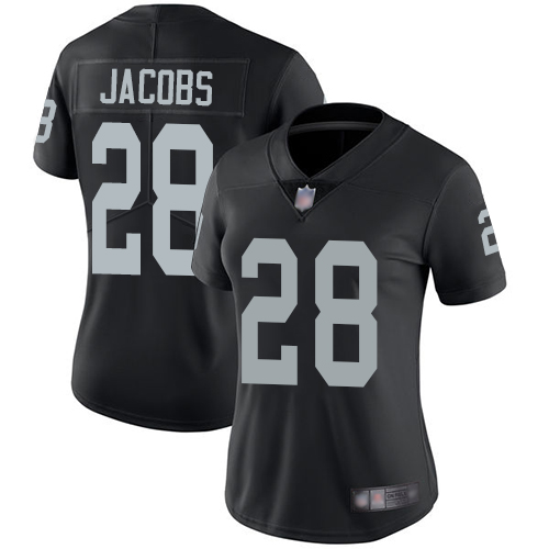 Raiders #28 Josh Jacobs Black Team Color Women's Stitched Vapor Untouchable Limited Jersey