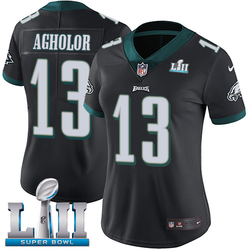 Philadelphia Eagles #13 Nelson Agholor Black Alternate Super Bowl LII Women's Stitched Vapor Untouchable Limited Jersey Womens