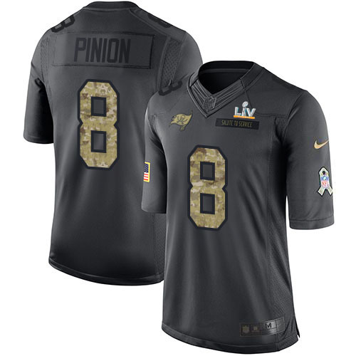 Tampa Bay Buccaneers #8 Bradley Pinion Black Men's Super Bowl LV Bound Stitched Limited 2016 Salute to Service Jersey Men's