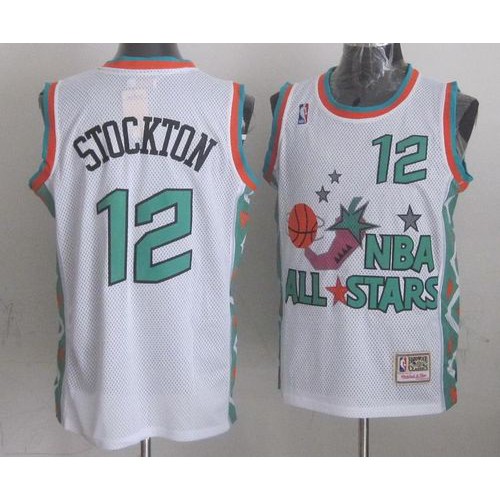 Mitchell And Ness Utah Jazz #12 John Stockton White 1996 All-Star Stitched Jersey Mens
