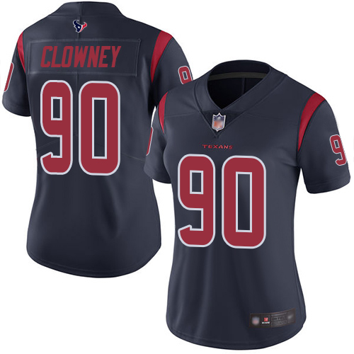 Houston Texans #90 Jadeveon Clowney Navy Blue Women's Stitched Limited Rush Jersey Womens