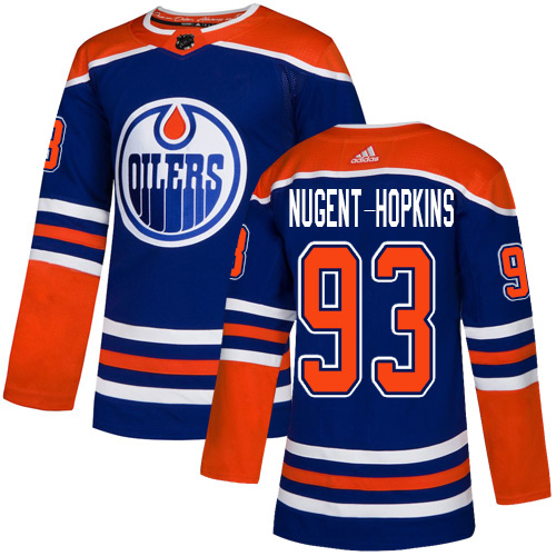 Adidas Edmonton Oilers #93 Ryan Nugent-Hopkins Royal Alternate Authentic Stitched Jersey Men's