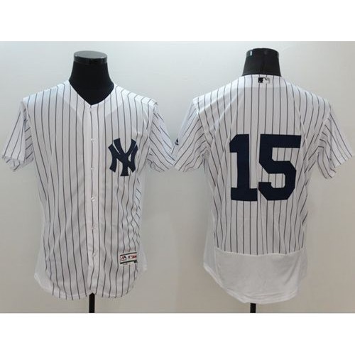New York Yankees #15 Thurman Munson White Strip Flexbase Authentic Collection Stitched Jersey Men's