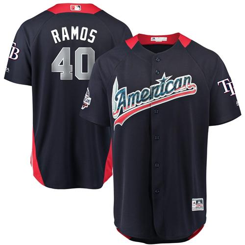 Tampa Bay Rays #40 Wilson Ramos Navy Blue 2018 All-Star American League Stitched Jersey Men's
