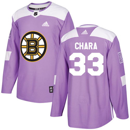 Adidas Boston Bruins #33 Zdeno Chara Purple Authentic Fights Cancer Youth Stitched Jersey Youth