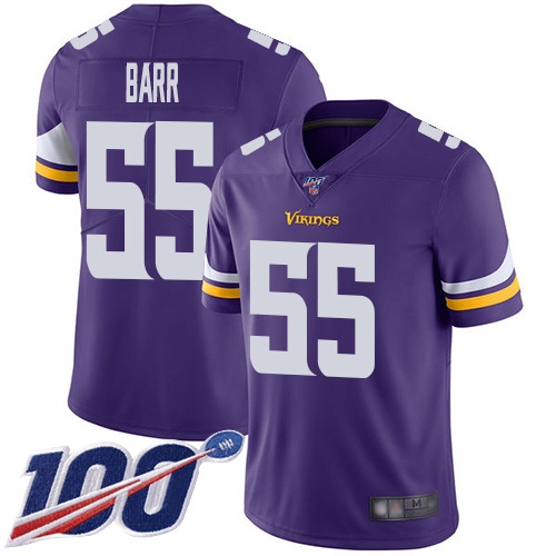 Minnesota Vikings #55 Anthony Barr Purple Team Color Men's Stitched 100th Season Vapor Limited Jersey Men's