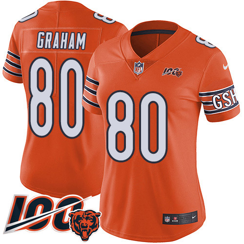 Chicago Bears #80 Jimmy Graham Orange Women's Stitched Limited Rush 100th Season Jersey Womens