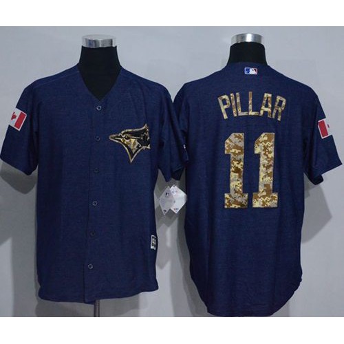 Toronto Blue Jays #11 Kevin Pillar Denim Blue Salute to Service Stitched Jersey Men's