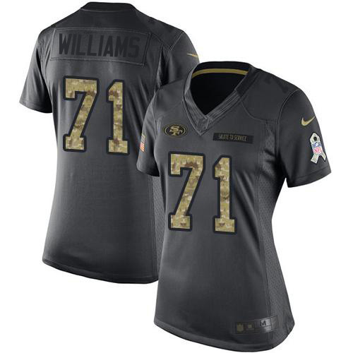 San Francisco San Francisco 49ers #71 Trent Williams Black Women's Stitched Limited 2016 Salute to Service Jersey Womens