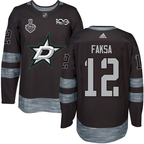 Adidas Dallas Stars #12 Radek Faksa Black 1917-2017 100th Anniversary 2020 Stanley Cup Final Stitched Jersey Men's