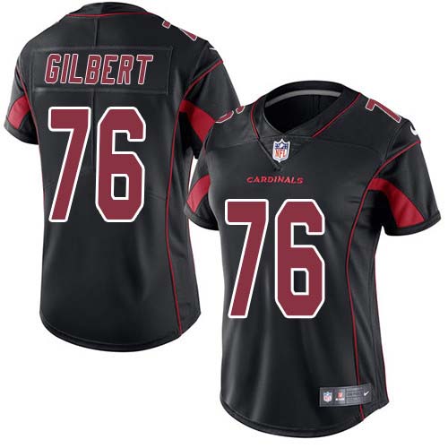 Arizona Cardinals #76 Marcus Gilbert Black Women's Stitched Limited Rush Jersey Womens