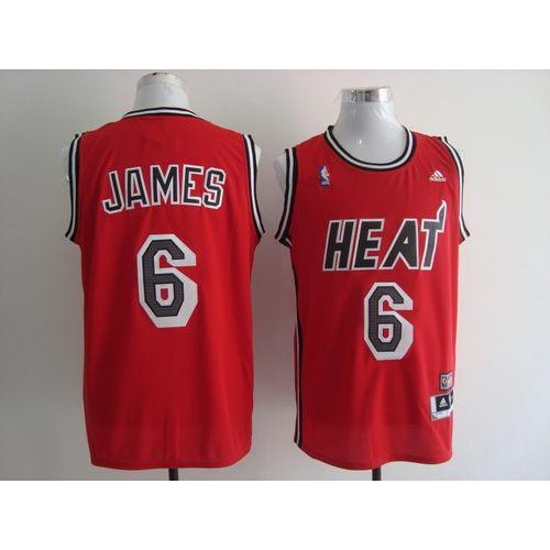 Miami Heat #6 LeBron James Red Hardwood Classics Nights Stitched Jersey Mens
