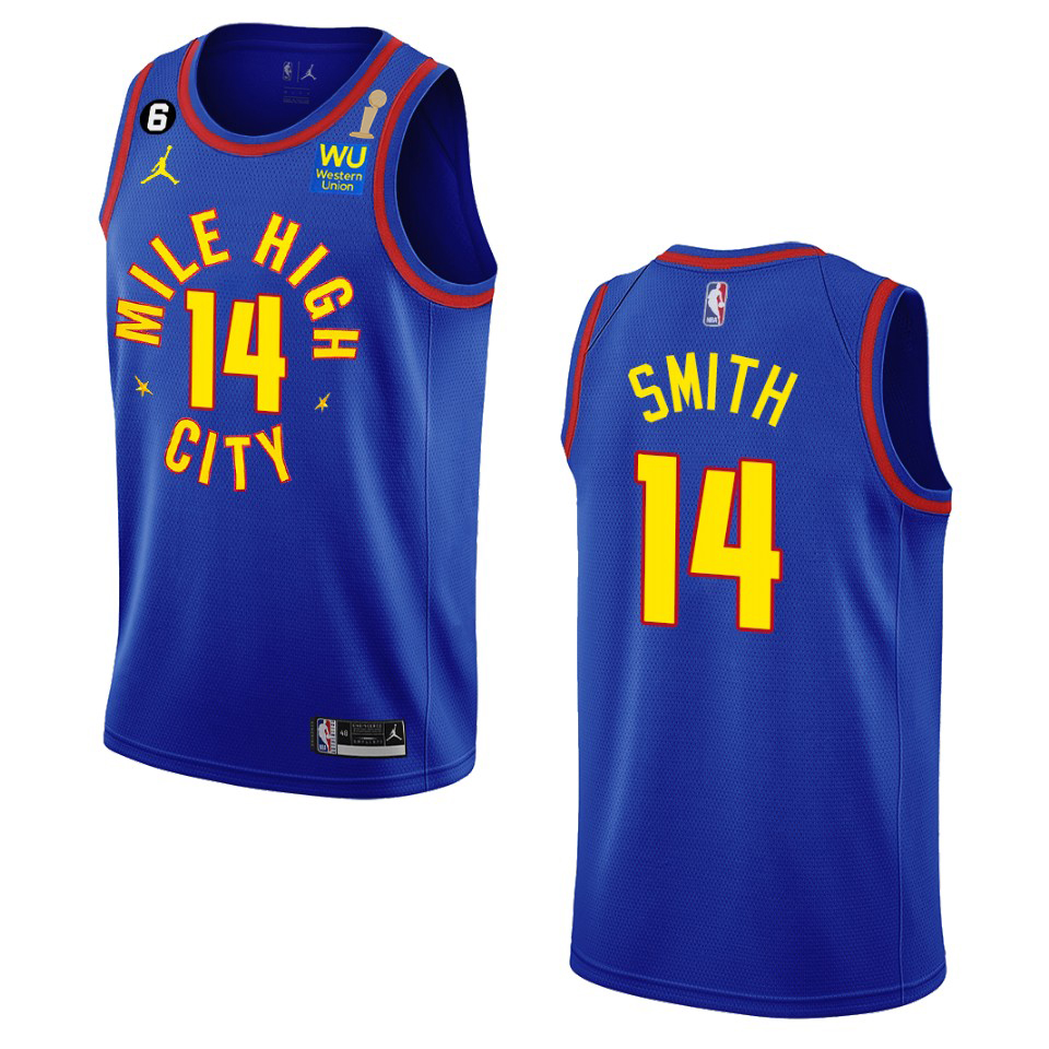 Denver Nuggets #14 Ish Smith Navy Men's 2023 Finals Champions Statement Edition Jersey