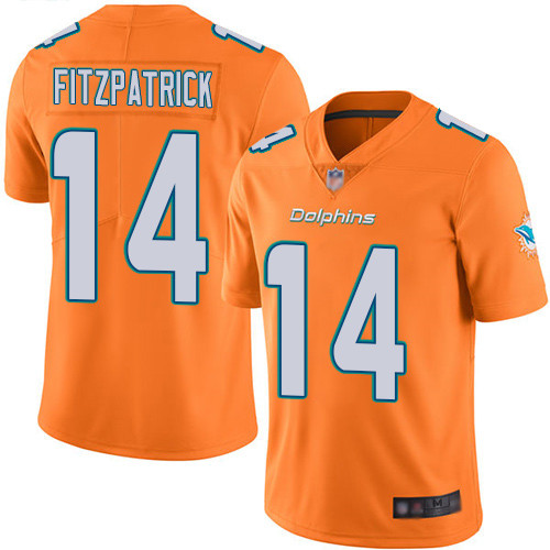 Miami Dolphins #14 Ryan Fitzpatrick Orange Men's Stitched Limited Rush Jersey Men's