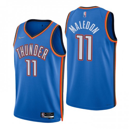 Oklahoma City Thunder #11 Theo Maledon Blue Mens 2021-22 75th Anniversary Diamond Swingman Jersey - Icon Edition Mens