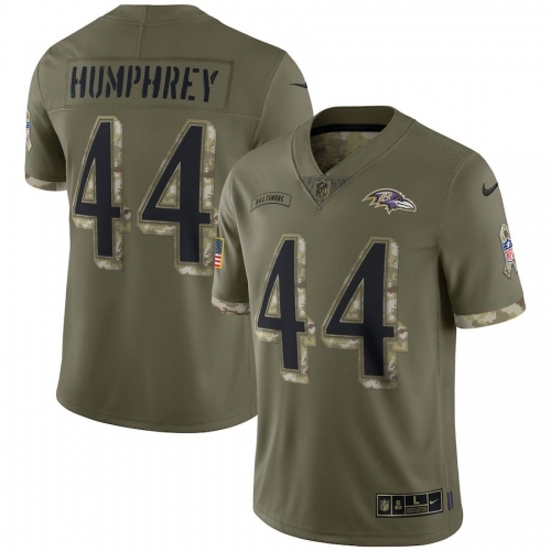 Youth Baltimore Ravens #44 Marlon Humphrey 2022 Salute To Service Limited Jersey - Olive