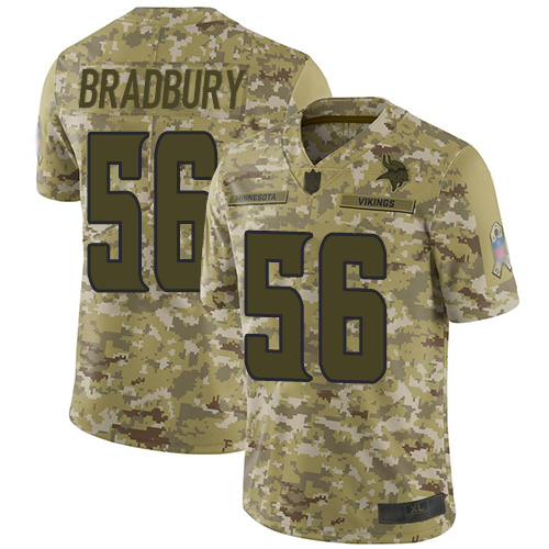 Minnesota Vikings #56 Garrett Bradbury Camo Youth Stitched Limited 2018 Salute to Service Jersey Youth