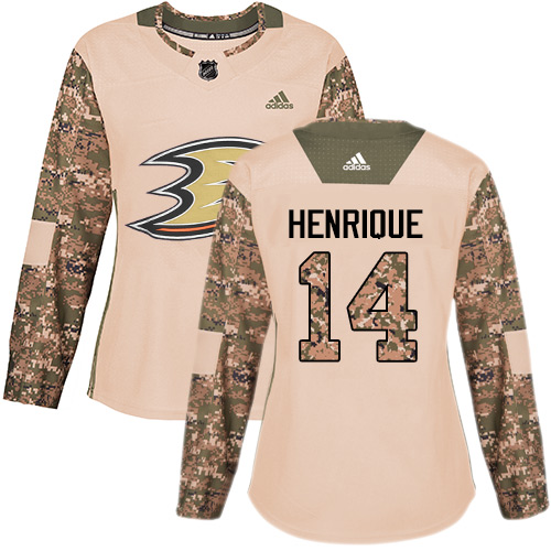 Adidas Anaheim Ducks #14 Adam Henrique Camo Authentic 2017 Veterans Day Women's Stitched Jersey Womens