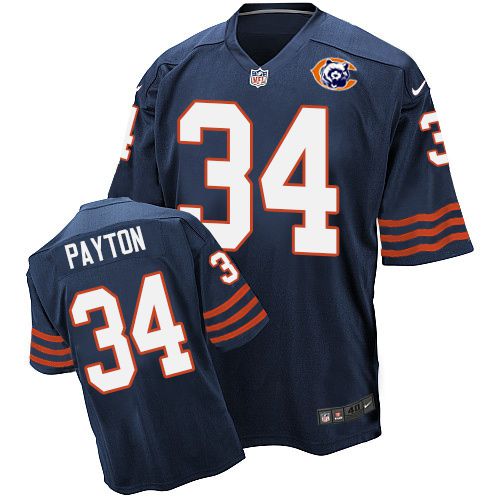 Bears #34 Walter Payton Navy Blue Throwback Men's Stitched Elite Jersey
