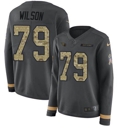 Tennessee Titans #79 Isaiah Wilson Anthracite Salute to Service Women's Stitched Limited Therma Long Sleeve Jersey Womens