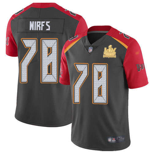 Tampa Bay Buccaneers #78 Tristan Wirfs Gray Men's Super Bowl LV Champions Patch Stitched Limited Inverted Legend Jersey Men's