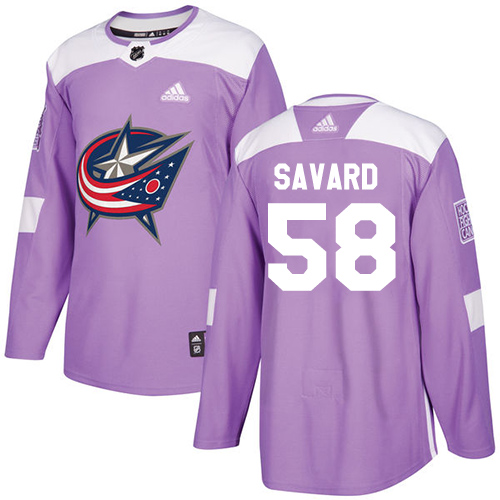 Adidas Columbus Blue Jackets #58 David Savard Purple Authentic Fights Cancer Stitched Jersey Men's