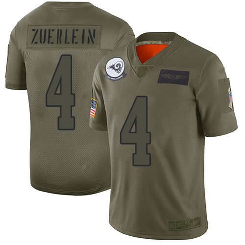 Los Angeles Rams #4 Greg Zuerlein Camo Youth Stitched Limited 2019 Salute to Service Jersey Youth