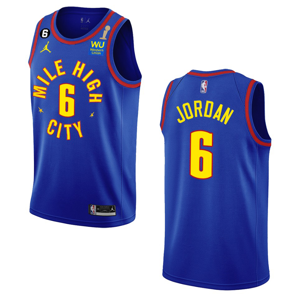Denver Nuggets #6 DeAndre Jordan Navy Men's 2023 Finals Champions Statement Edition Jersey