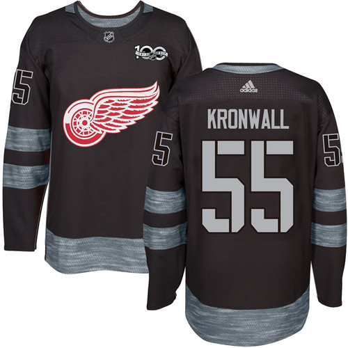 Adidas Detroit Red Wings #55 Niklas Kronwall Black 1917-2017 100th Anniversary Stitched Jersey Men's