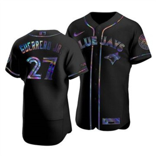 Toronto Toronto Blue Jays #27 Vladimir Guerrero Jr. Men's Iridescent Holographic Collection Jersey - Black Men's