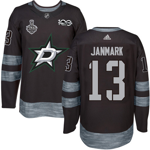 Adidas Dallas Stars #13 Mattias Janmark Black 1917-2017 100th Anniversary 2020 Stanley Cup Final Stitched Jersey Men's