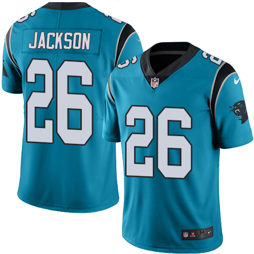 Carolina Panthers #26 Donte Jackson Blue Youth Stitched Limited Rush Jersey Youth