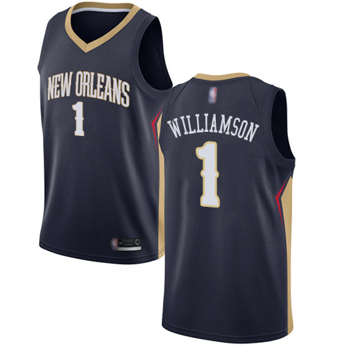 New Orleans Pelicans #1 Zion Williamson Navy Womens Swingman Icon Edition Jersey Womens