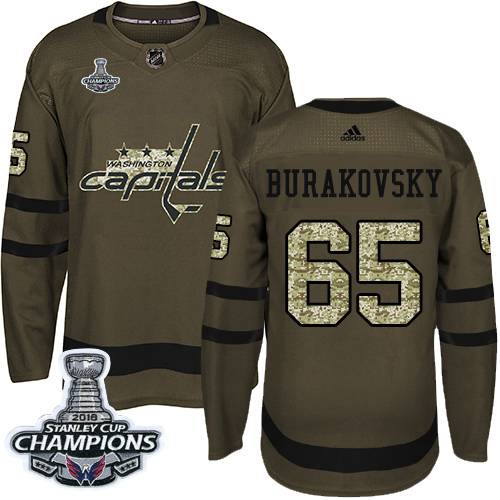 Adidas Washington Capitals #65 Andre Burakovsky Green Salute to Service Stanley Cup Final Champions Stitched Jersey Men's