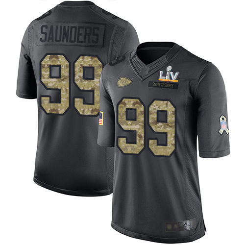 Kansas City Chiefs #99 Khalen Saunders Black Youth Super Bowl LV Bound Stitched Limited 2016 Salute to Service Jersey Youth