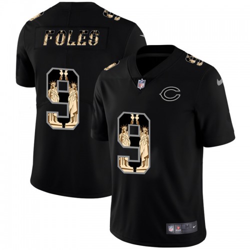 Chicago Chicago Bears #9 Nick Foles Carbon Black Vapor Statue Of Liberty Limited Jersey Men's