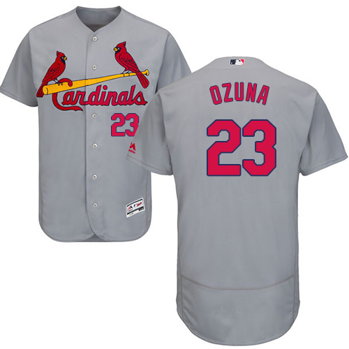 St.Louis Cardinals #23 Marcell Ozuna Grey Flexbase Authentic Collection Stitched Jersey Men's