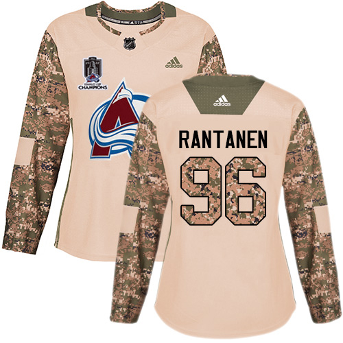 Adidas Colorado Avalanche #96 Mikko Rantanen Camo Authentic Women's 2022 Stanley Cup Champions Veterans Day Stitched Jersey Womens