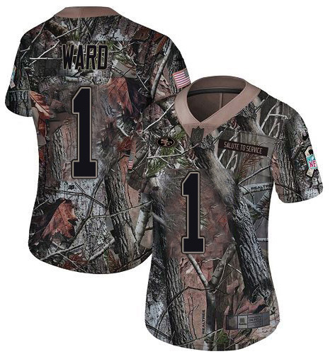 49ers #1 Jimmie Ward Camo Women's Stitched Limited Rush Realtree Jersey