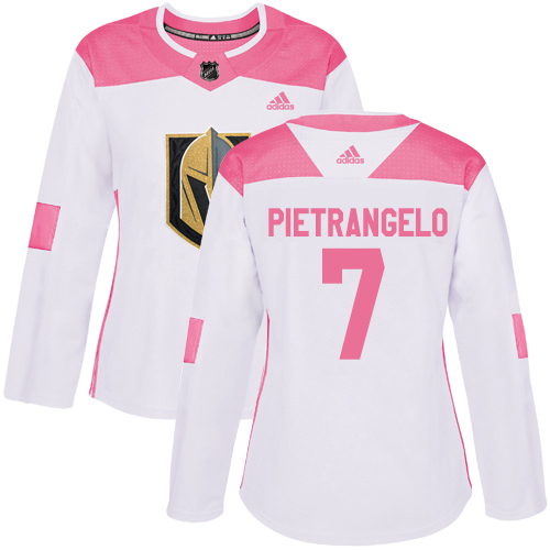Adidas Golden Knights #7 Alex Pietrangelo White/Pink Authentic Fashion Women's Stitched Jersey