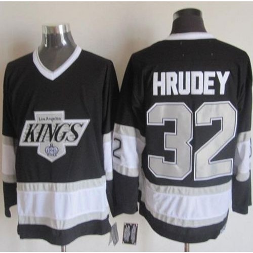 Los Angeles Kings #32 Kelly Hrudey Black CCM Throwback Stitched Jersey Men's